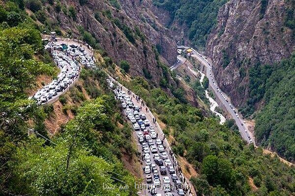 ترافیک سنگین در محور چالوس و بزرگراه تهران- شمال